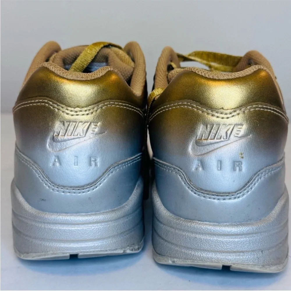 NIKE: Air Max 1 LX Metallic Gold Platinum Customized Rhinestone - Picture 5 of 6
